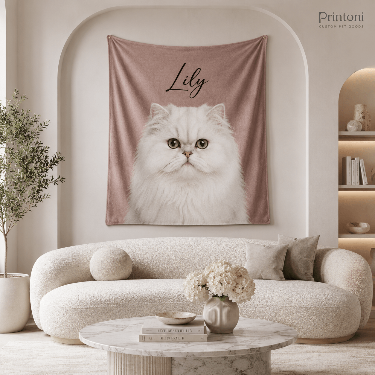 Custom Pet Tapestry from Photo, Personalized Dog Cat Portrait Wall Hanging with Name, Large Pet Wall Decor, Pet Lover Gift