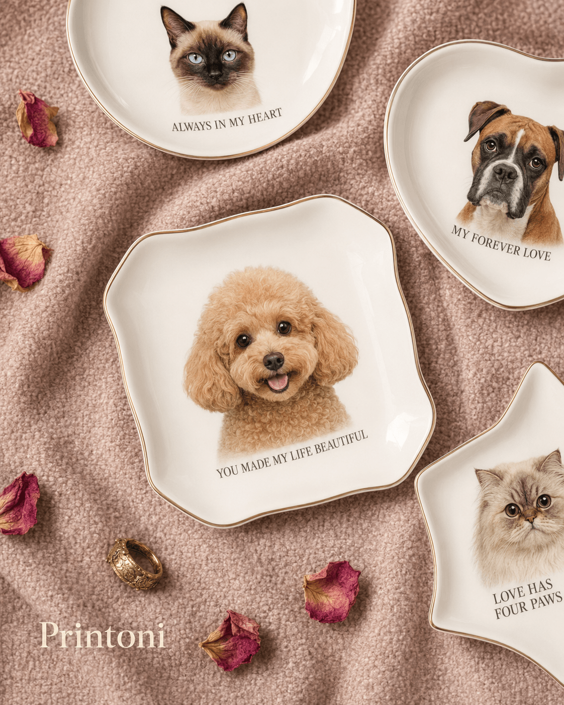 Custom Pet Photo Trinket Dish, Personalized Dog or Cat Jewelry Dish, Pet Lover Gift