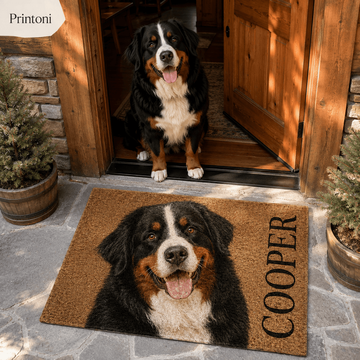 Custom Dog Photo Doormat, Personalized Pet Name Welcome Mat, Dog Face Doormat, Pet Portrait Gift for Dog Lovers