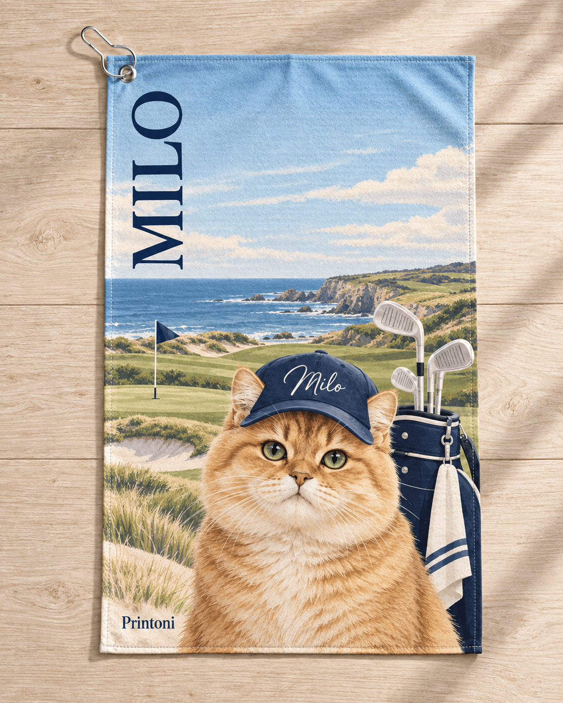 Custom Pet Golf Towel from Photo, Personalized Dog & Cat Golfer Towel, Funny Golf Gift for Pet Lovers
