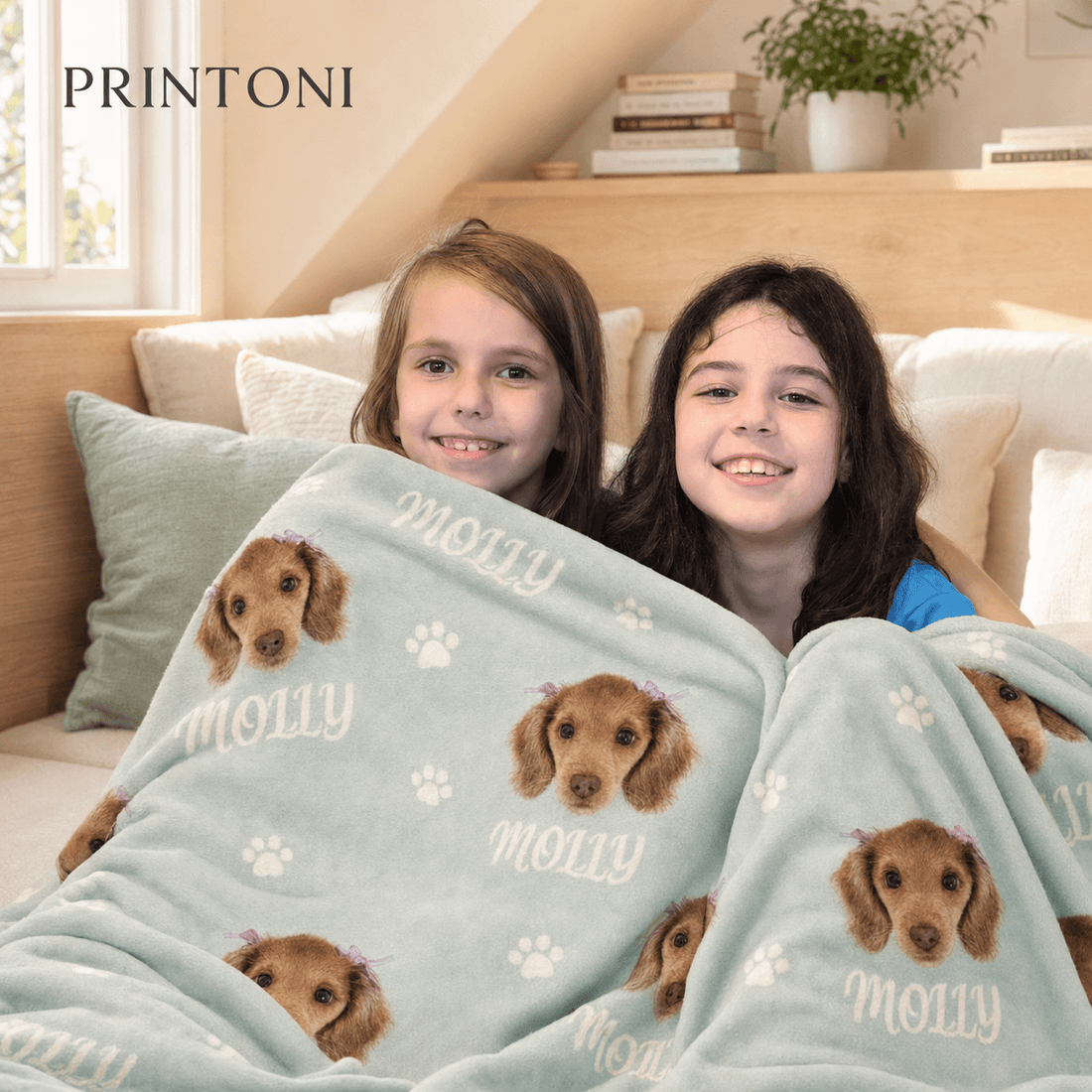 Custom Pet Photo Blanket, Personalized Dog Face and Name Blanket, Pet Parent Gift