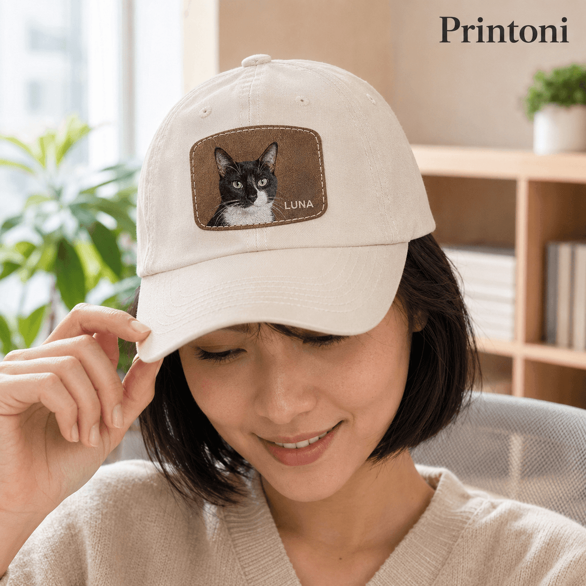 Custom Dog Hat from Photo, Personalized Pet Portrait Leather Patch Baseball Cap, Dog Mom Gift