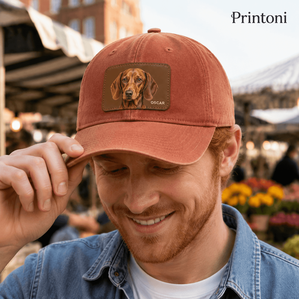 Custom Dog Hat from Photo, Personalized Pet Portrait Leather Patch Baseball Cap, Dog Mom Gift