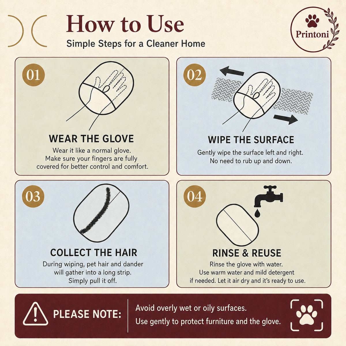 Static-Free Pet Hair Removal Glove, Reusable Deshedding Mitt for Dogs & Cats, Pet Grooming Gift