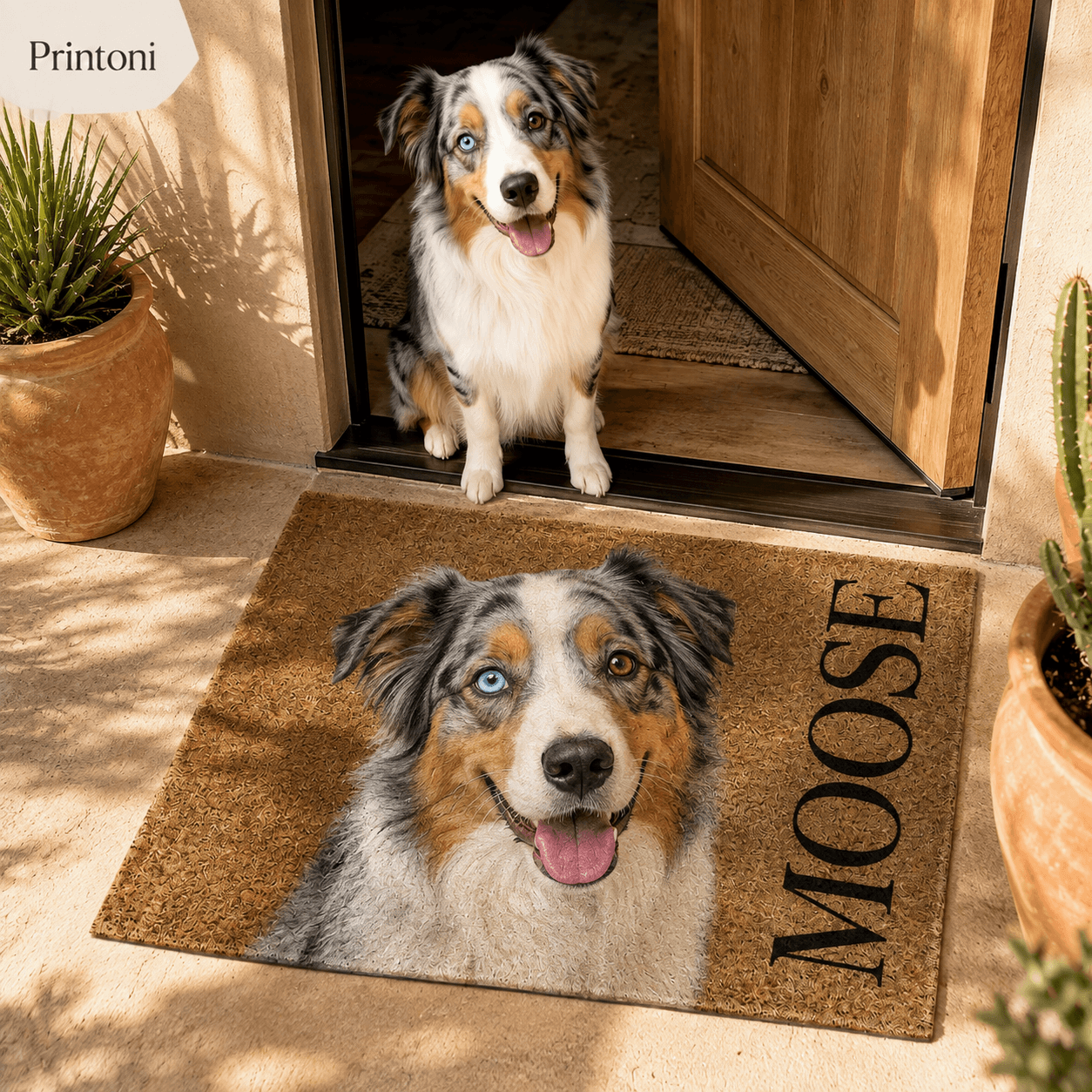 Custom Dog Photo Doormat, Personalized Pet Name Welcome Mat, Dog Face Doormat, Pet Portrait Gift for Dog Lovers
