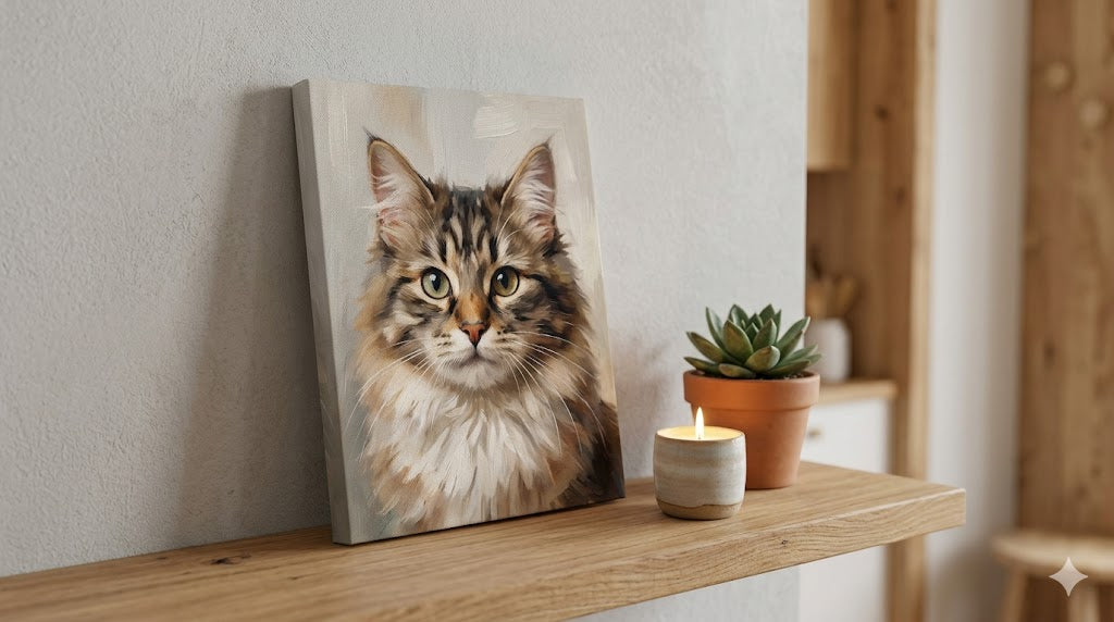 Custom Pet Portrait Oil Painting Style – Personalized Cat Dog Canvas Memorial Gift From Photo