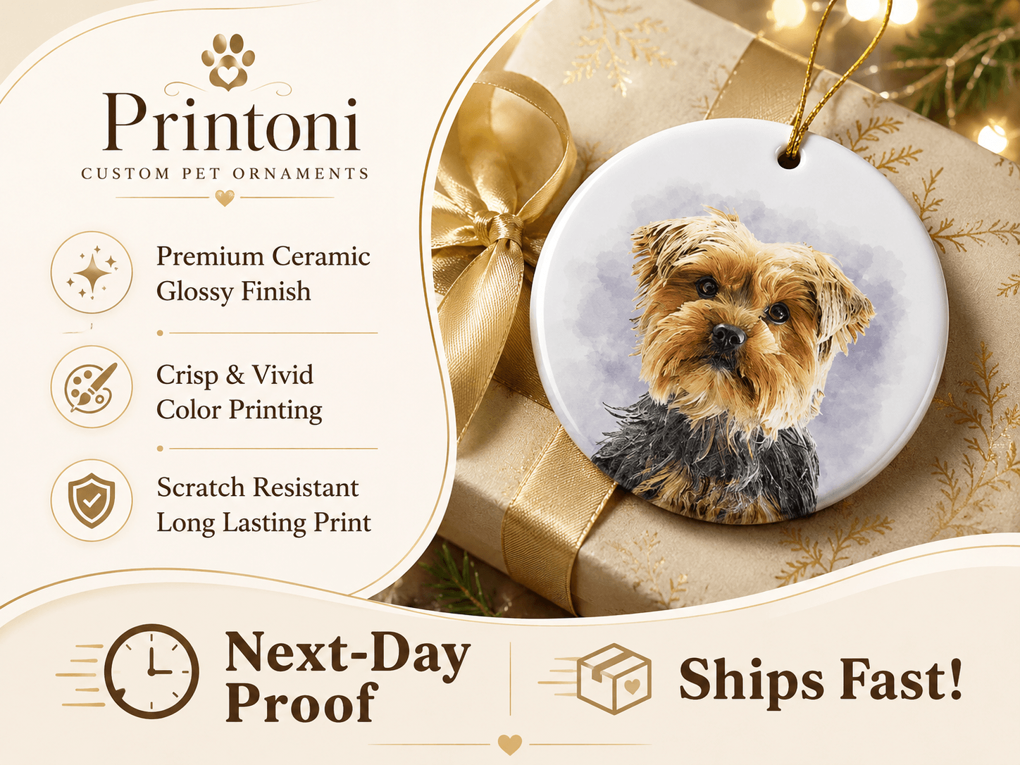Custom Pet Memorial Ornament from Photo, Personalized Dog Cat Portrait Keepsake, Pet Loss Sympathy Gift, In Loving Memory Ornament