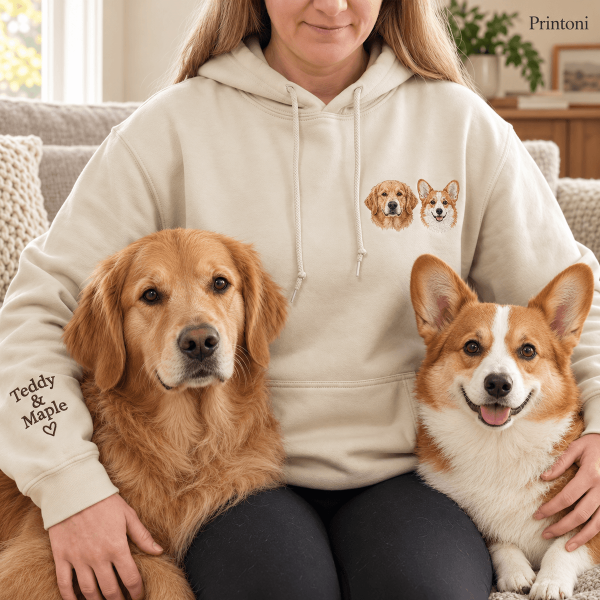 Custom Cat Face Embroidered Hoodie, Personalized Pet Portrait Sweatshirt with Name, Gift for Cat Lovers