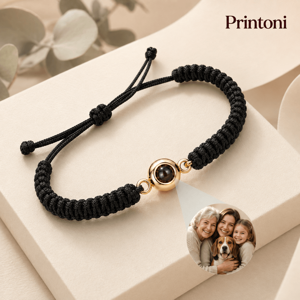 Custom Photo Projection Bracelet, Personalized Braided Memory Bracelet with Picture Inside, Gift for Mom, Grandma, Couples & Pet Lovers