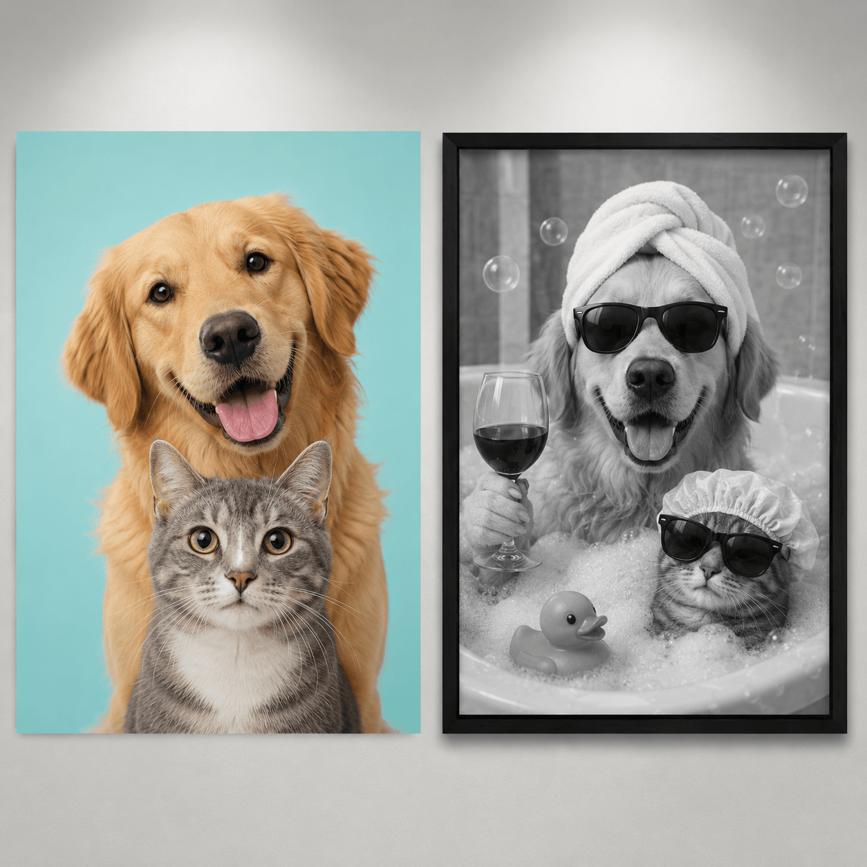Custom Pet Portrait, Funny Bathroom Canvas Print, Dog Toilet Art (Poster/Canvas,Frame Canvas)