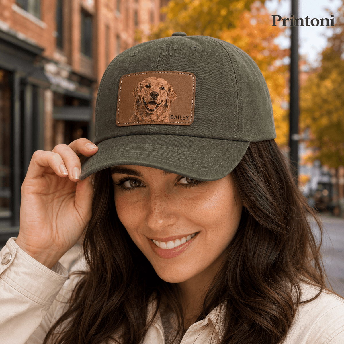 Custom Dog Hat from Photo, Personalized Pet Portrait Leather Patch Baseball Cap, Dog Mom Gift