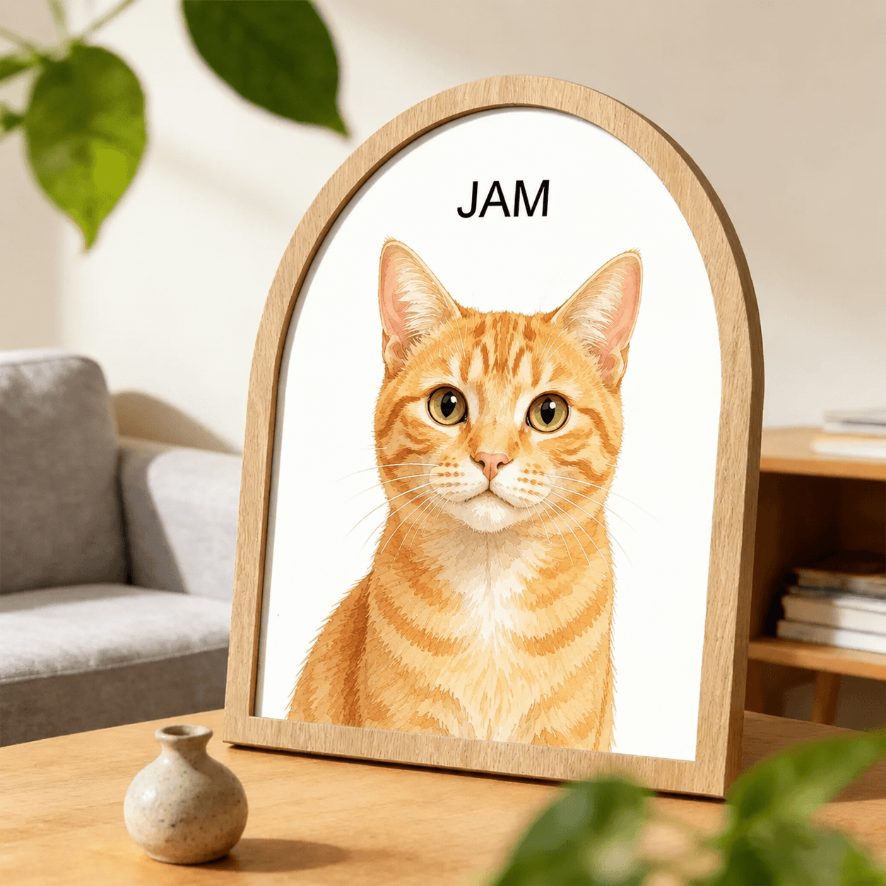 Custom Pet Collar Holder Sign – Personalized Watercolor Dog Portrait Frame, Pet Memorial Gift