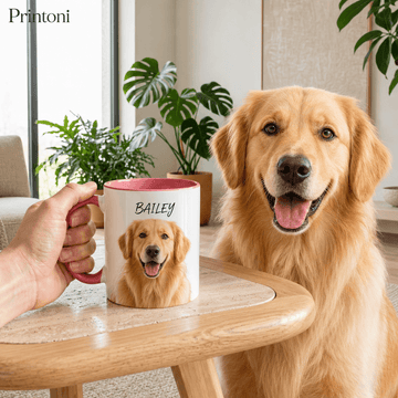 Custom Pet Photo Mug, Personalized Dog Cat Coffee Mug with Name, Pet Portrait Cup from Your Photo, Dog Mom Gift, Pet Lover Gift