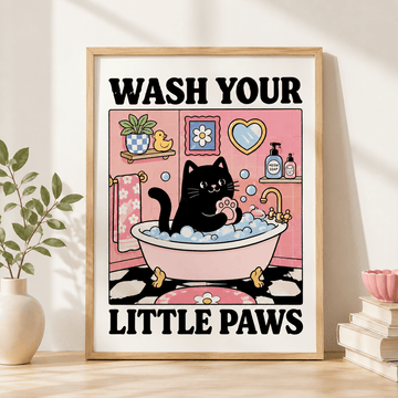 Funny Cat Dog Wall Art Print – Retro Aesthetic Kitchen & Bathroom Pet Poster, Pet Lover Gift