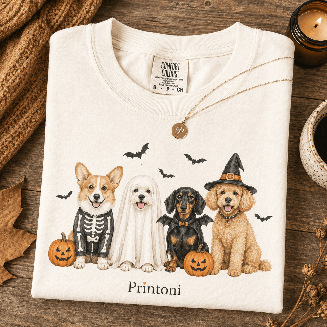 Halloween Pet Shirt, Cute Dog Cat Costume Comfort Colors Tee, Spooky Season Dog Lover Gift, Fall Pumpkin Ghost Cat Shirt