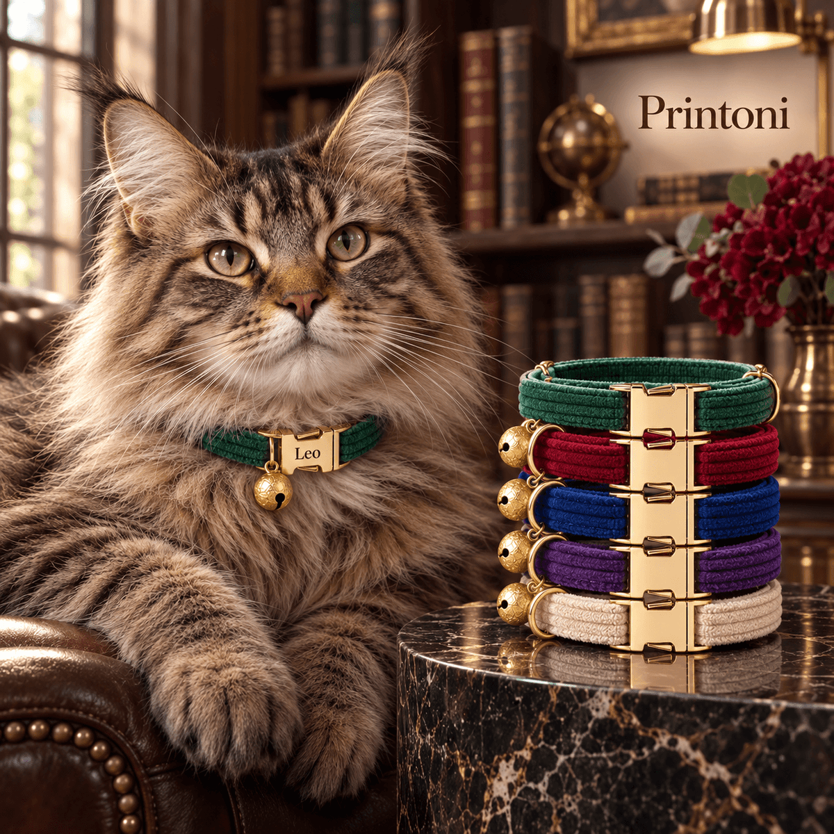 Custom Pet Collar with Name Plate, Personalized Velvet Cat & Dog Collar with Bell, Engraved Name Gift for Pet Lovers