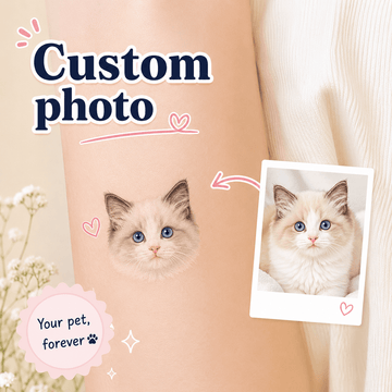Custom Pet Temporary Tattoo from Photo – Personalized Dog Cat Portrait Tattoo Gift