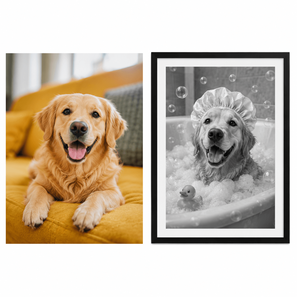 Custom Pet Portrait, Funny Bathroom Canvas Print, Dog Toilet Art (Poster/Canvas,Frame Canvas)