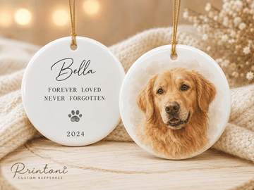 Custom Pet Memorial Ornament from Photo, Personalized Dog Cat Portrait Keepsake, Pet Loss Sympathy Gift, In Loving Memory Ornament
