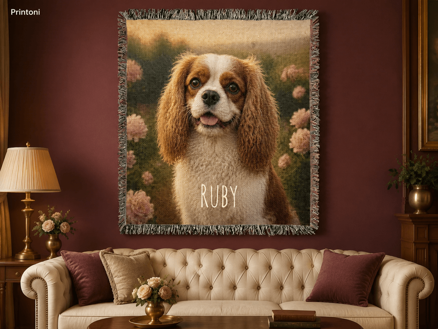 Custom Pet Woven Blanket from Photo, Personalized Cat or Dog Portrait Throw, Pet Lover Gift