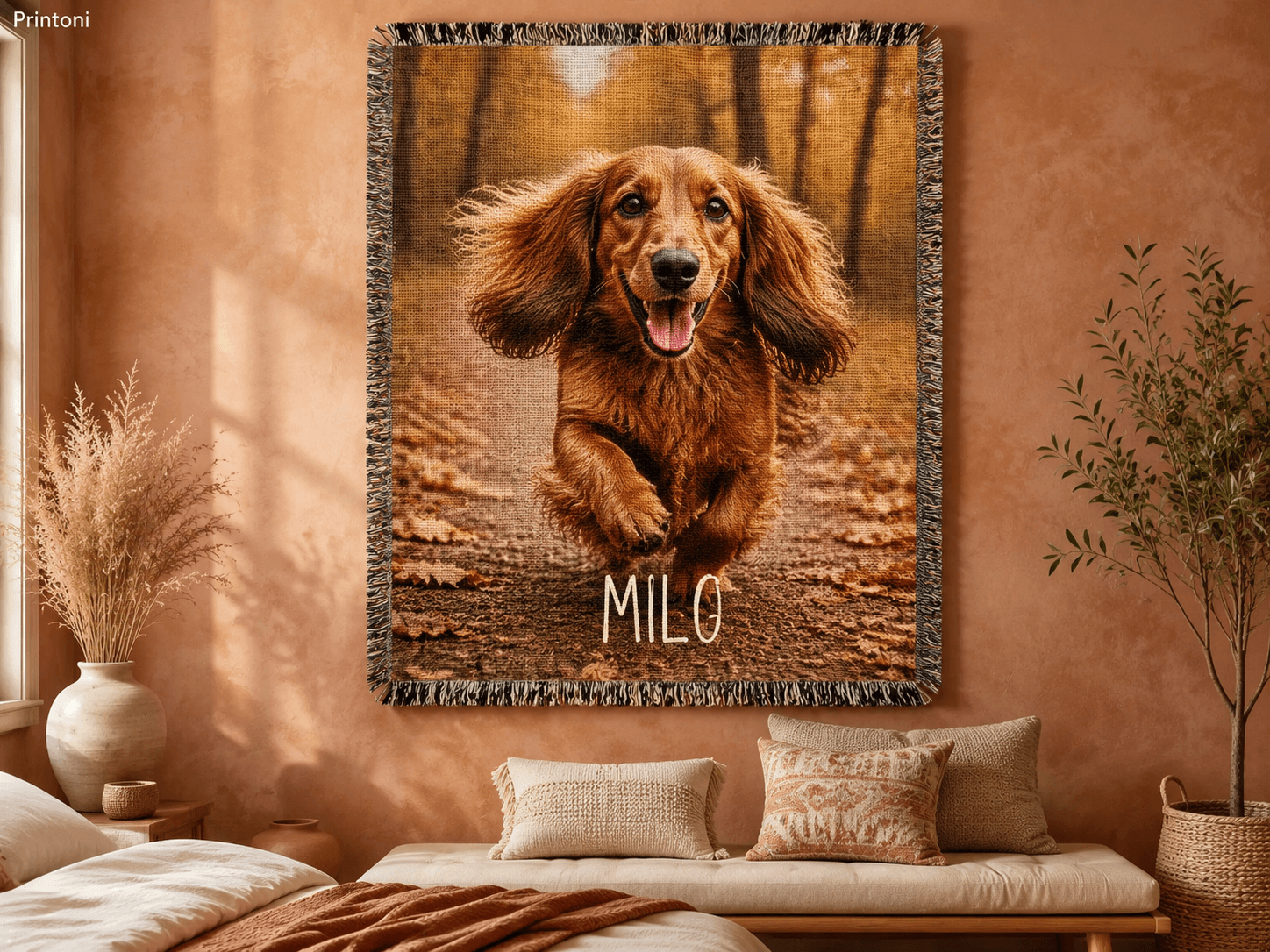 Custom Pet Woven Blanket from Photo, Personalized Cat or Dog Portrait Throw, Pet Lover Gift