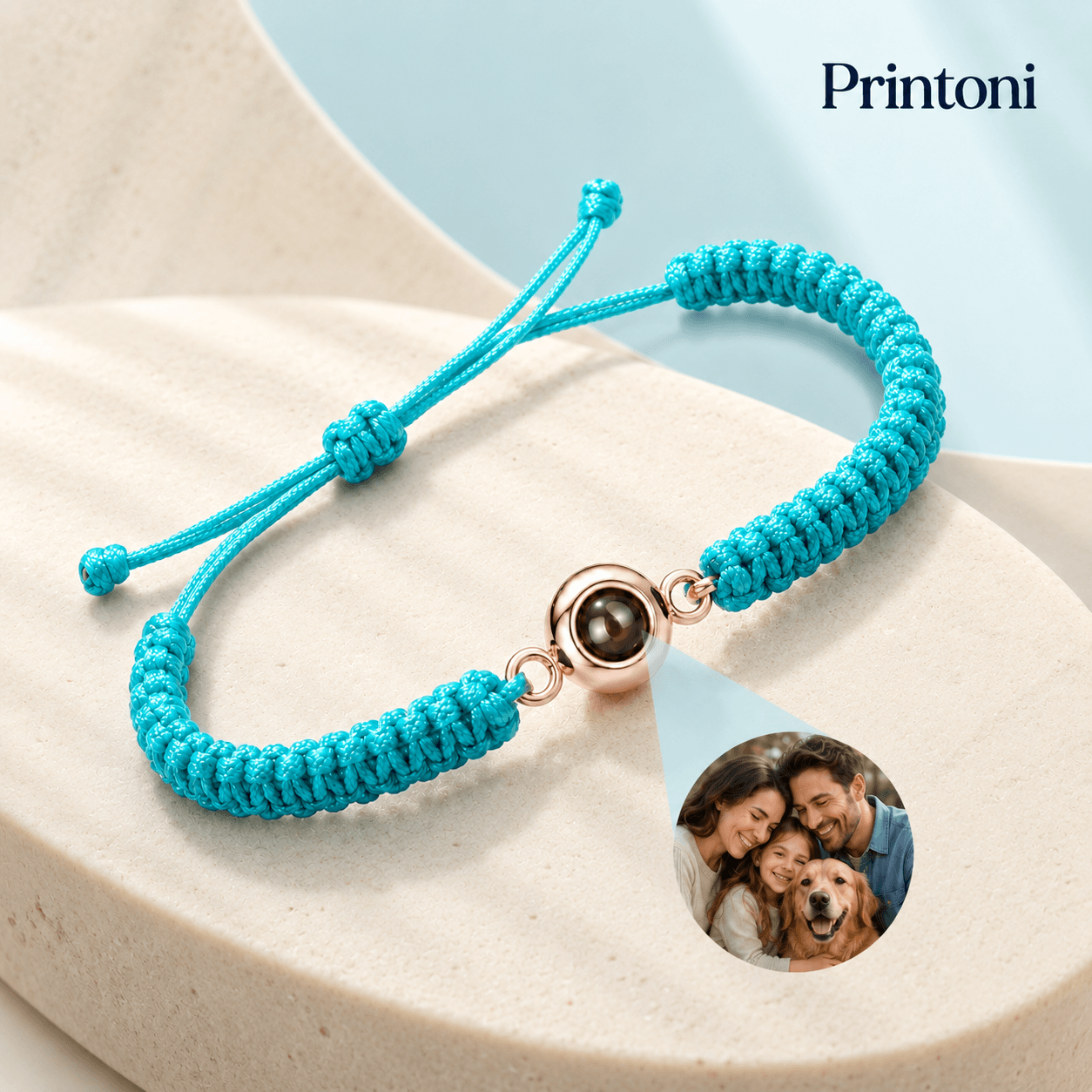 Custom Photo Projection Bracelet, Personalized Braided Memory Bracelet with Picture Inside, Gift for Mom, Grandma, Couples & Pet Lovers