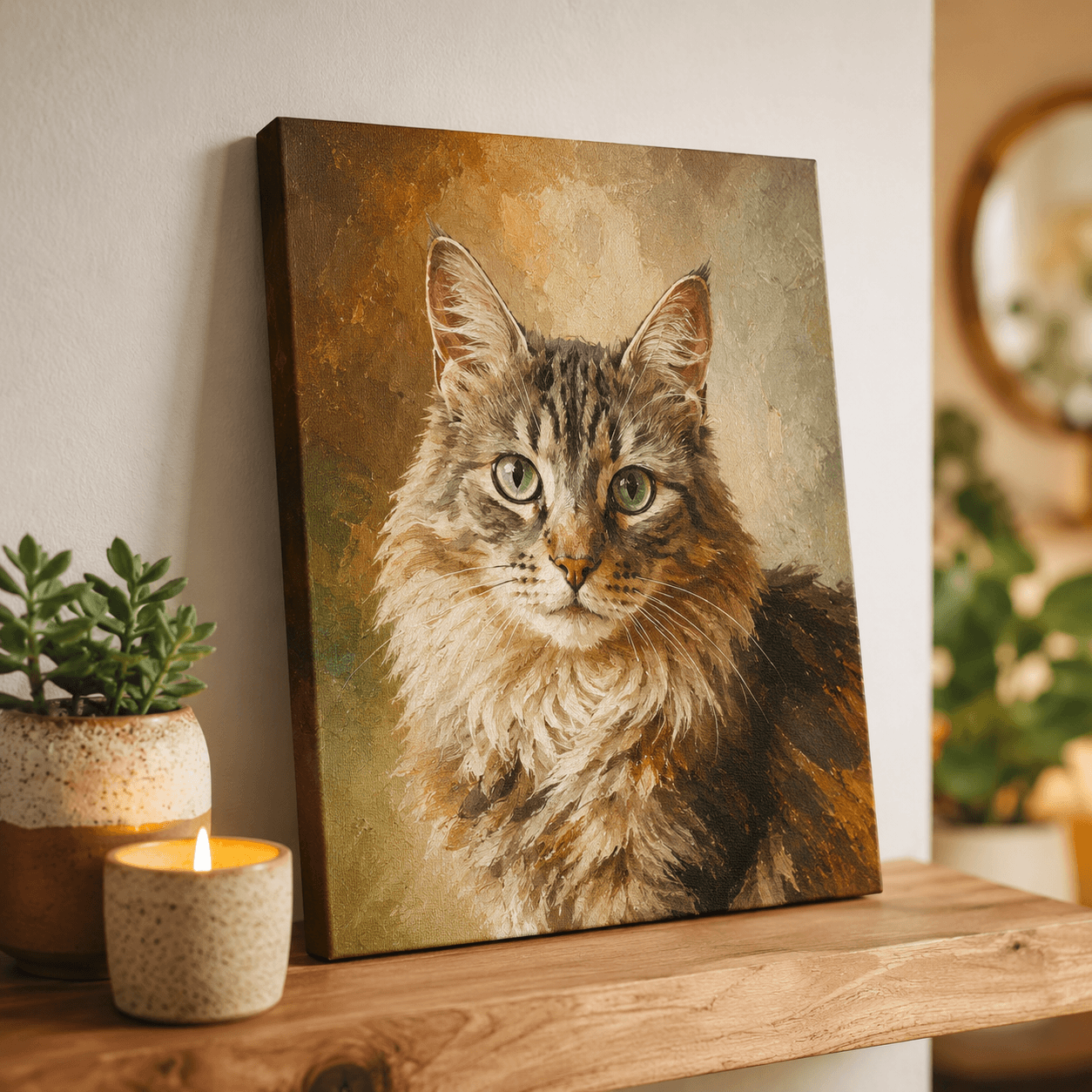 Custom Pet Portrait Oil Painting Style – Personalized Cat Dog Canvas Memorial Gift From Photo