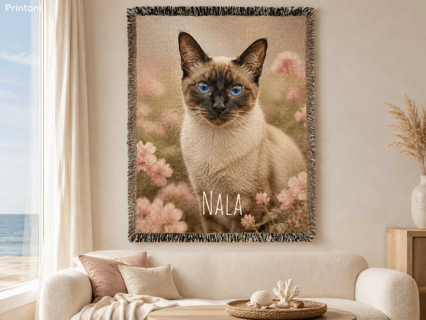 Custom Pet Woven Blanket from Photo, Personalized Cat or Dog Portrait Throw, Pet Lover Gift