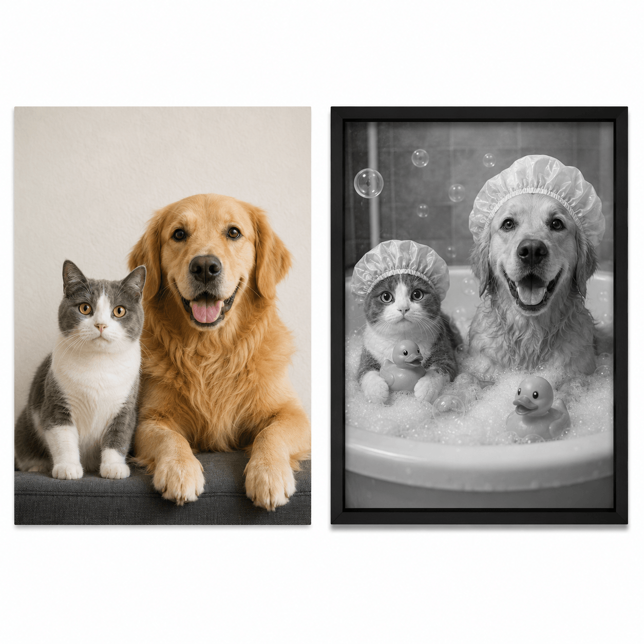 Custom Pet Portrait, Funny Bathroom Canvas Print, Dog Toilet Art (Poster/Canvas,Frame Canvas)