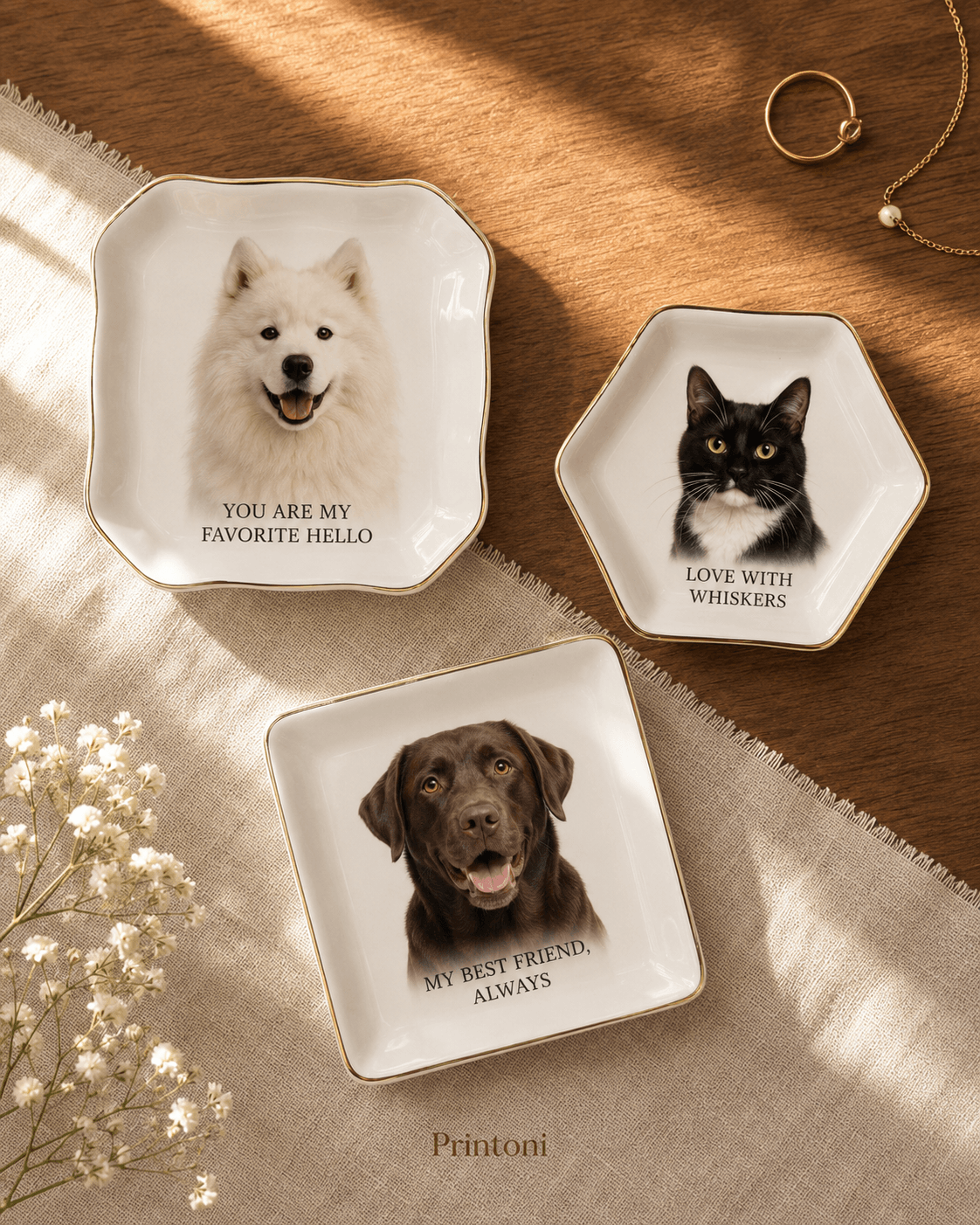 Custom Pet Photo Trinket Dish, Personalized Dog or Cat Jewelry Dish, Pet Lover Gift