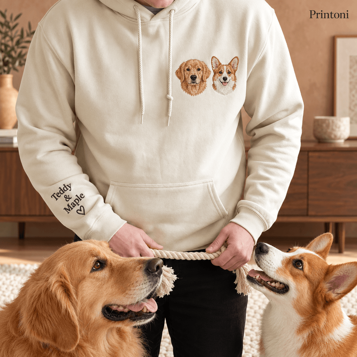 Custom Cat Face Embroidered Hoodie, Personalized Pet Portrait Sweatshirt with Name, Gift for Cat Lovers