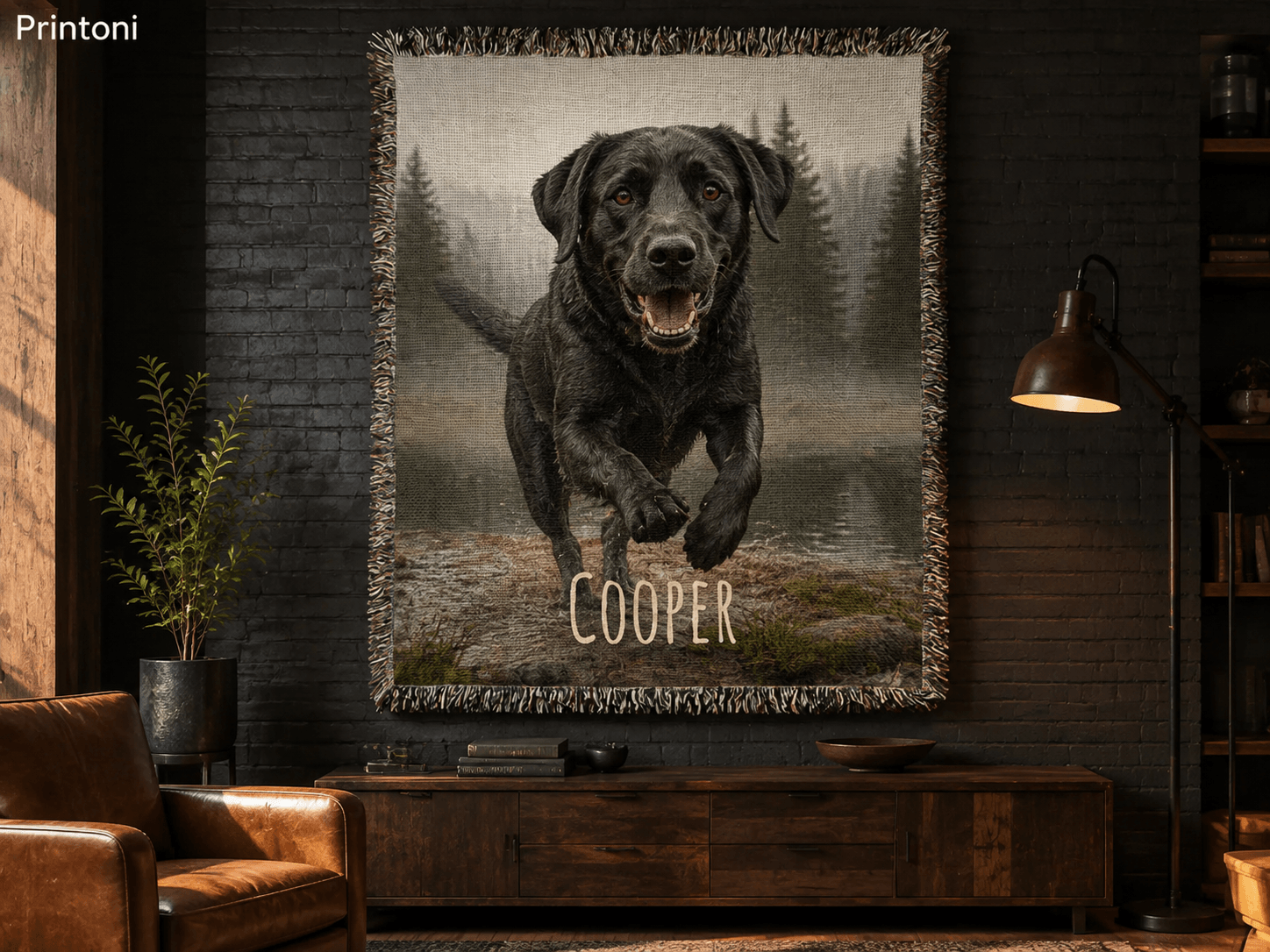 Custom Pet Woven Blanket from Photo, Personalized Cat or Dog Portrait Throw, Pet Lover Gift