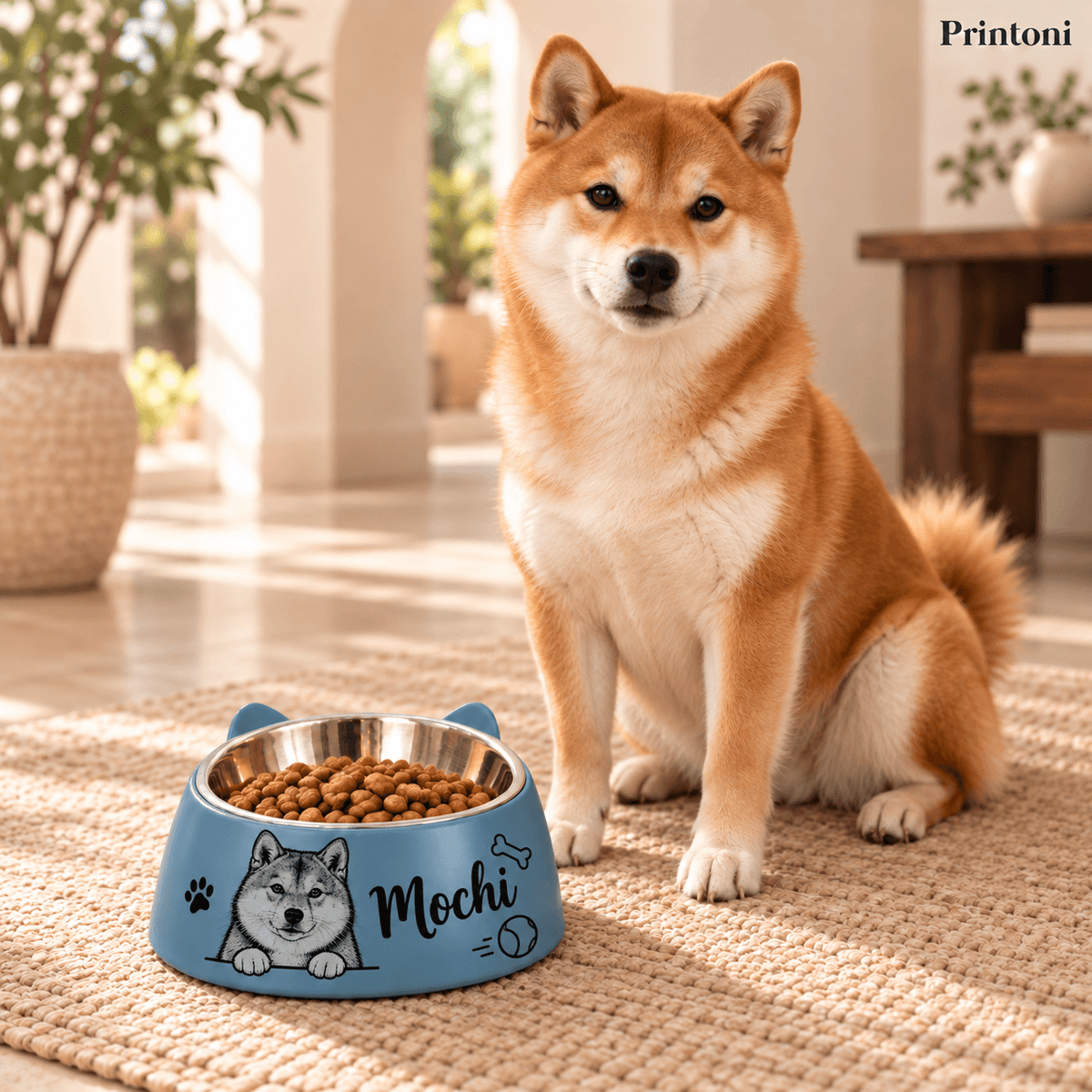 Custom Dog Bowl from Photo, Personalized Pet Name Ceramic Feeding Bowl, Dog Mom Gift