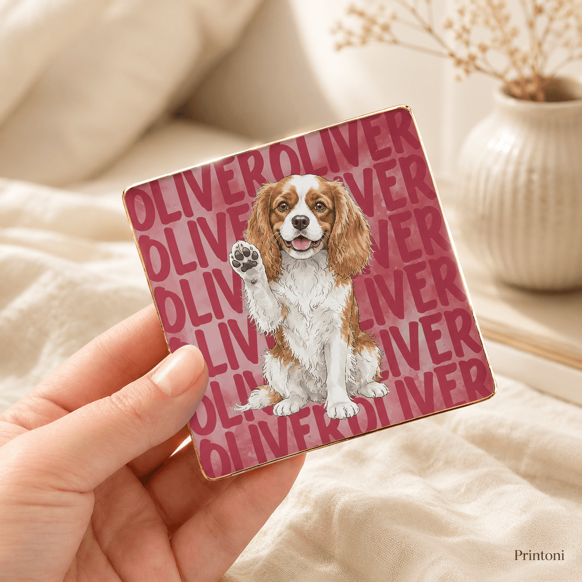 Custom Cat Trinket Dish from Photo, Personalized Watercolor Pet Portrait Ring Dish with Name, Cat Mom & Pet Lover Gift