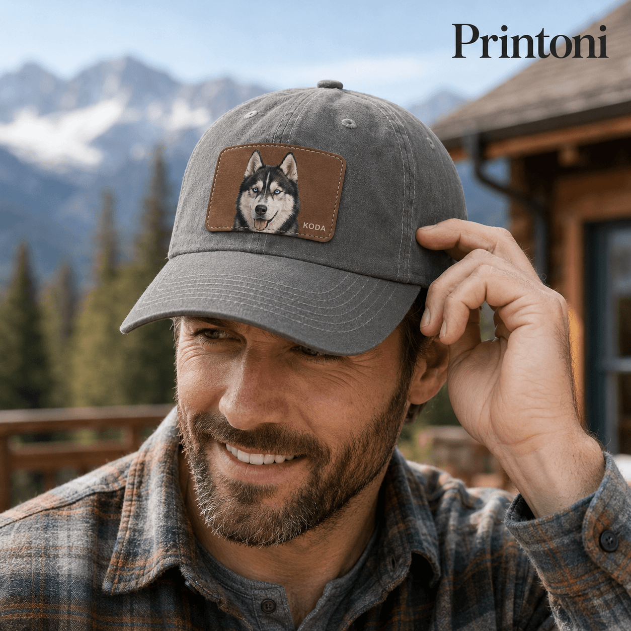 Custom Dog Hat from Photo, Personalized Pet Portrait Leather Patch Baseball Cap, Dog Mom Gift