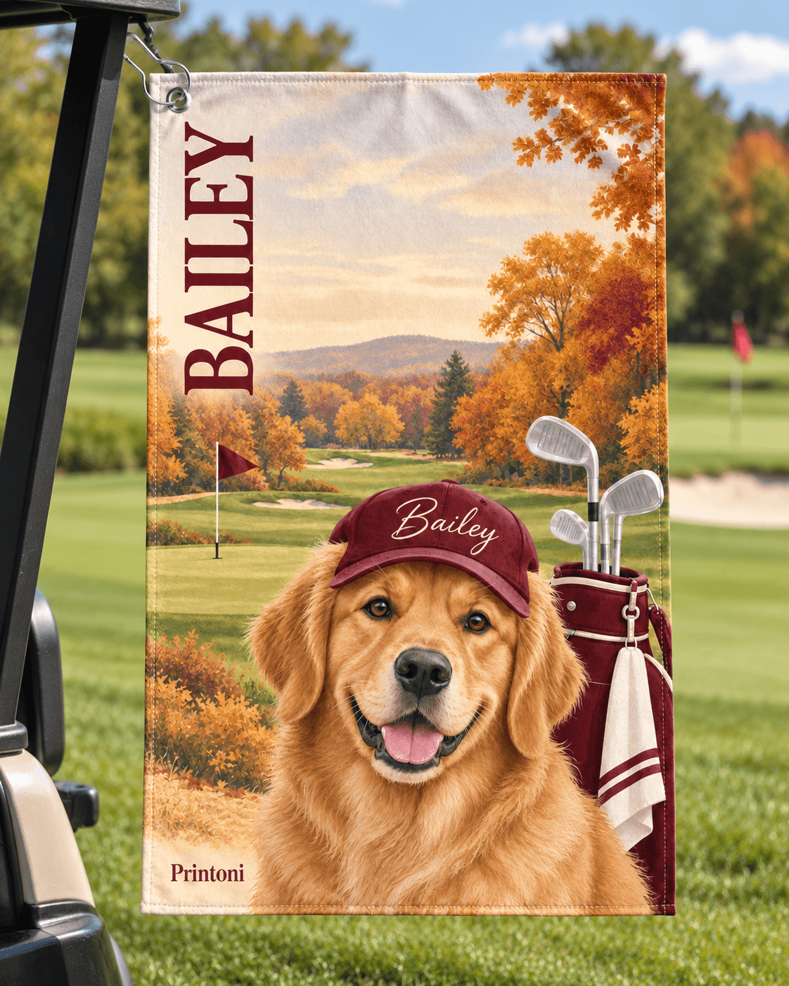 Custom Pet Golf Towel from Photo, Personalized Dog & Cat Golfer Towel, Funny Golf Gift for Pet Lovers