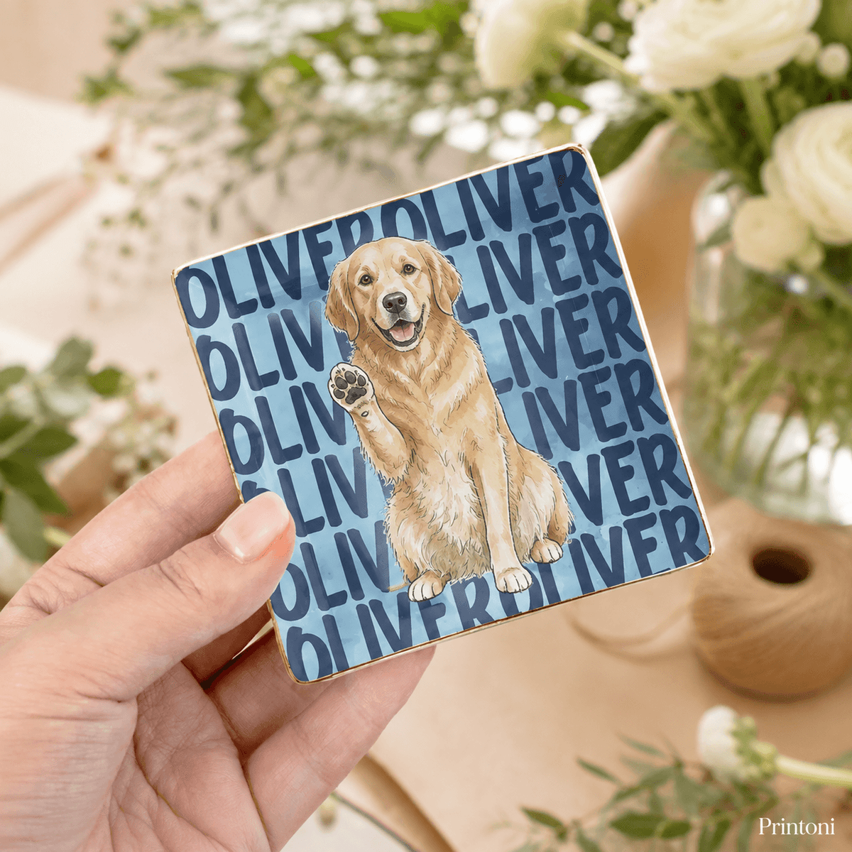 Custom Cat Trinket Dish from Photo, Personalized Watercolor Pet Portrait Ring Dish with Name, Cat Mom & Pet Lover Gift