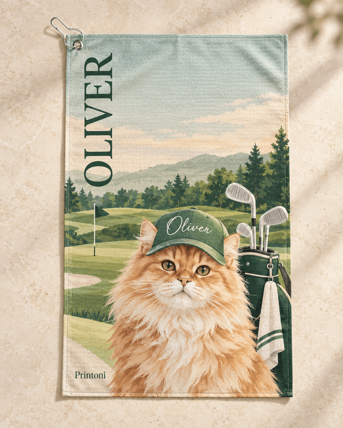 Custom Pet Golf Towel from Photo, Personalized Dog & Cat Golfer Towel, Funny Golf Gift for Pet Lovers