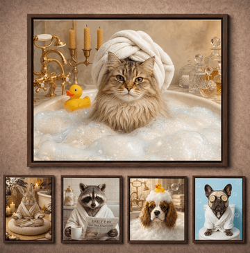 Custom Dog Portrait Print | Funny Pet Bath Art | Personalized Dog Gift | Bathroom Wall Decor