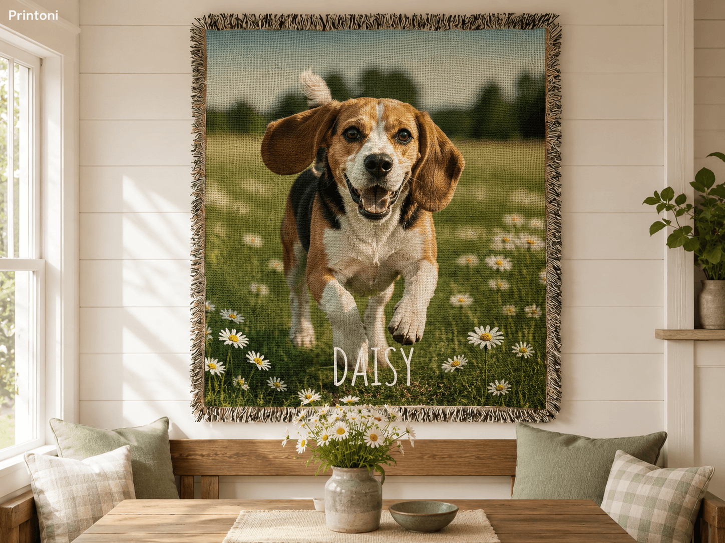 Custom Pet Woven Blanket from Photo, Personalized Cat or Dog Portrait Throw, Pet Lover Gift