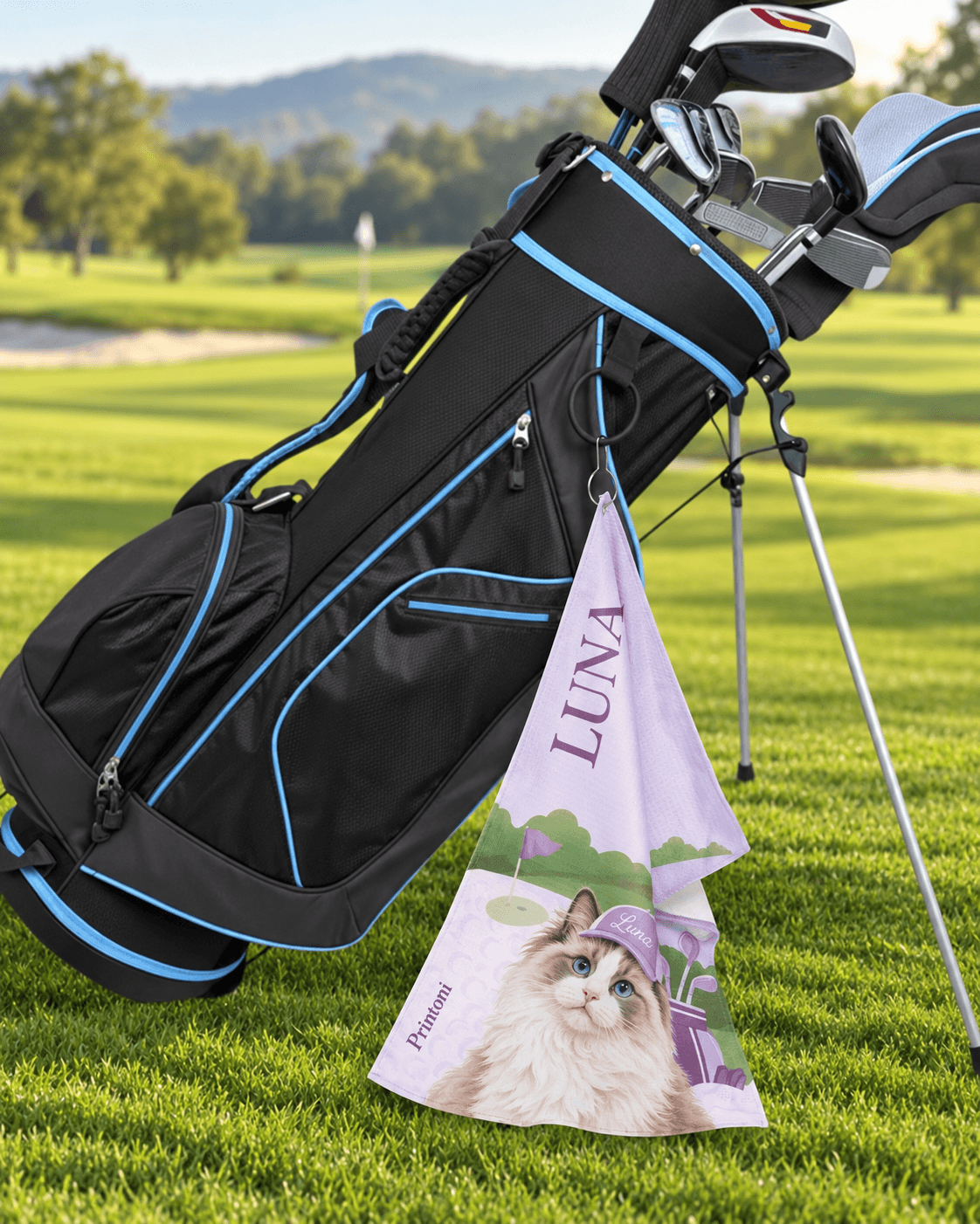 Custom Pet Golf Towel from Photo, Personalized Dog & Cat Golfer Towel, Funny Golf Gift for Pet Lovers