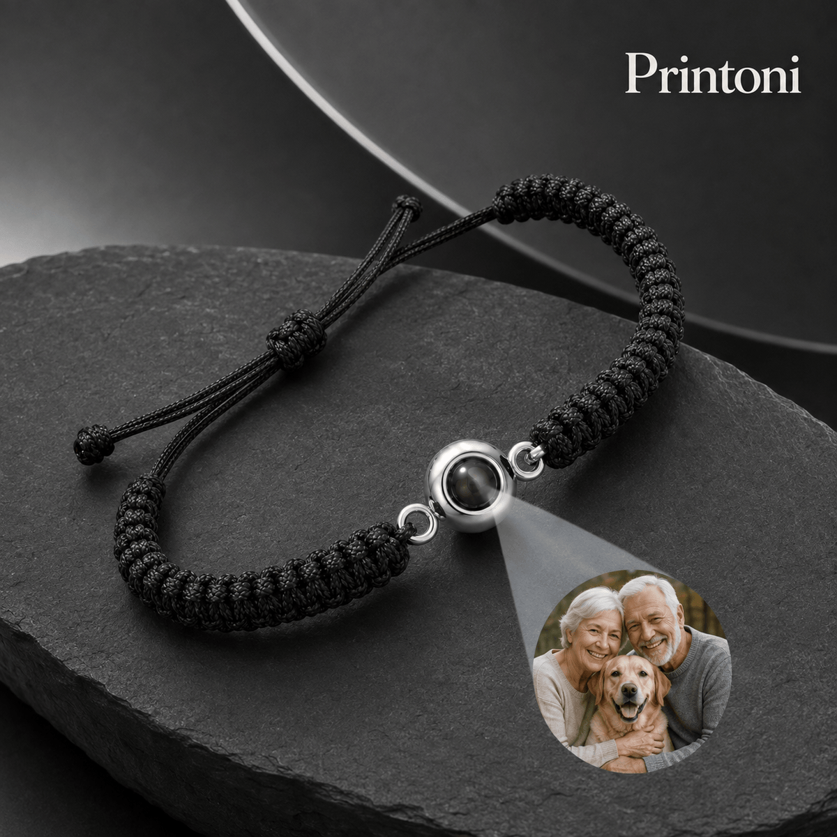 Custom Photo Projection Bracelet, Personalized Braided Memory Bracelet with Picture Inside, Gift for Mom, Grandma, Couples & Pet Lovers