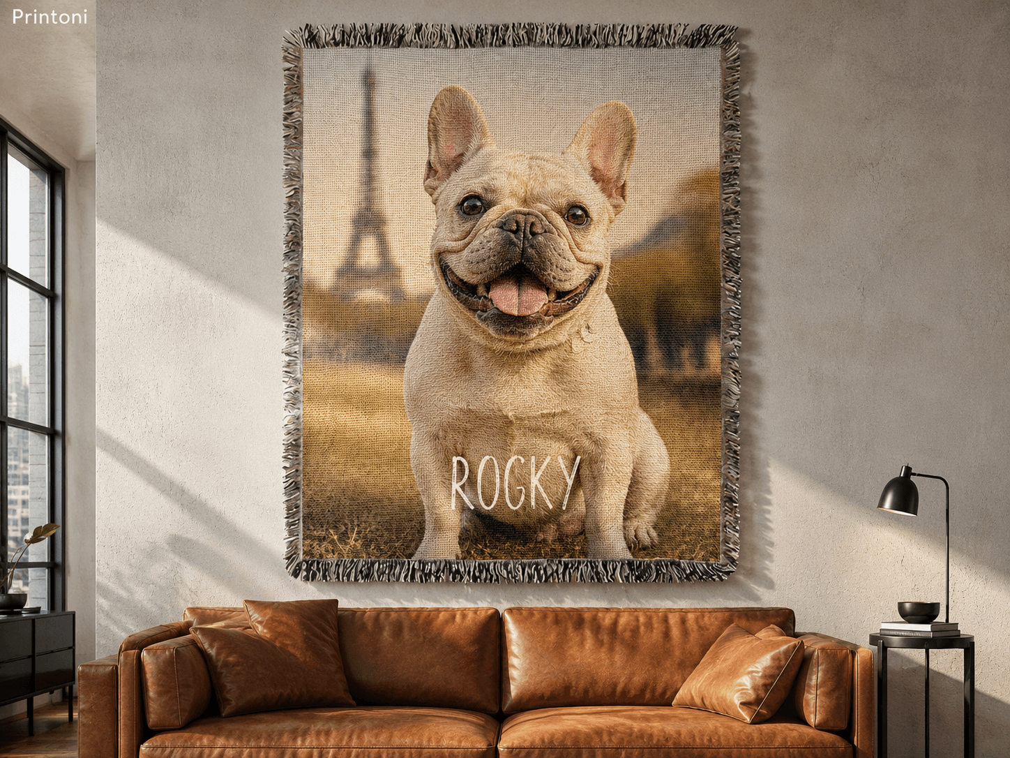 Custom Pet Woven Blanket from Photo, Personalized Cat or Dog Portrait Throw, Pet Lover Gift