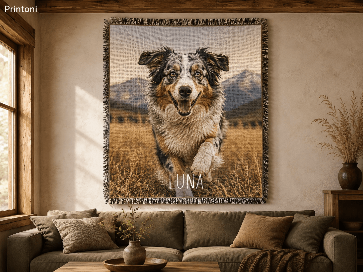 Custom Pet Woven Blanket from Photo, Personalized Cat or Dog Portrait Throw, Pet Lover Gift