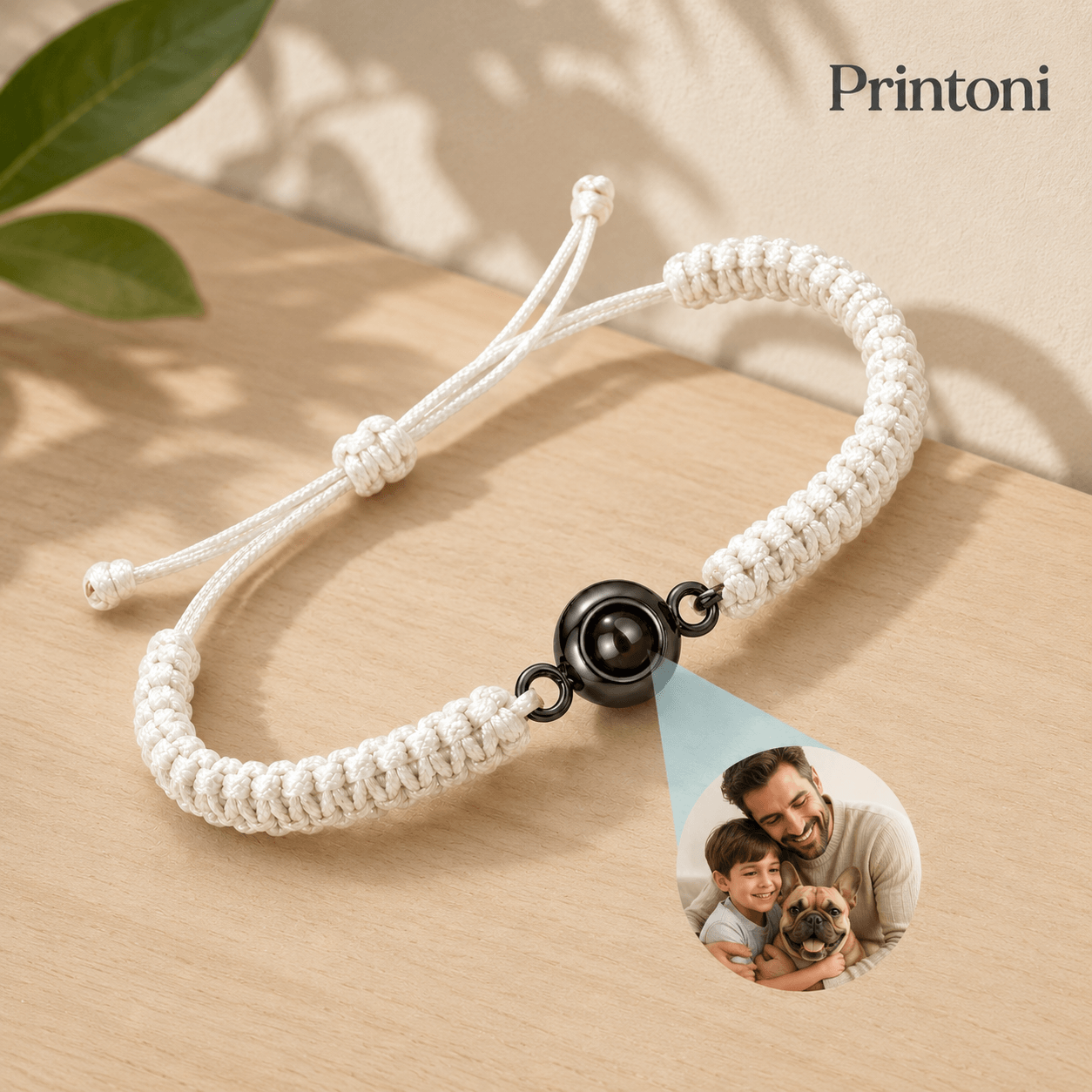Custom Photo Projection Bracelet, Personalized Braided Memory Bracelet with Picture Inside, Gift for Mom, Grandma, Couples & Pet Lovers