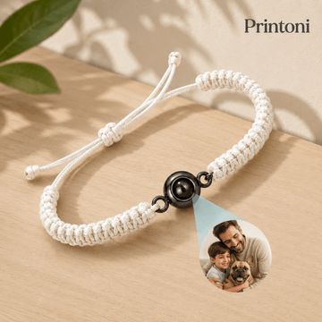 Custom Photo Projection Bracelet, Personalized Braided Memory Bracelet with Picture Inside, Gift for Mom, Grandma, Couples & Pet Lovers
