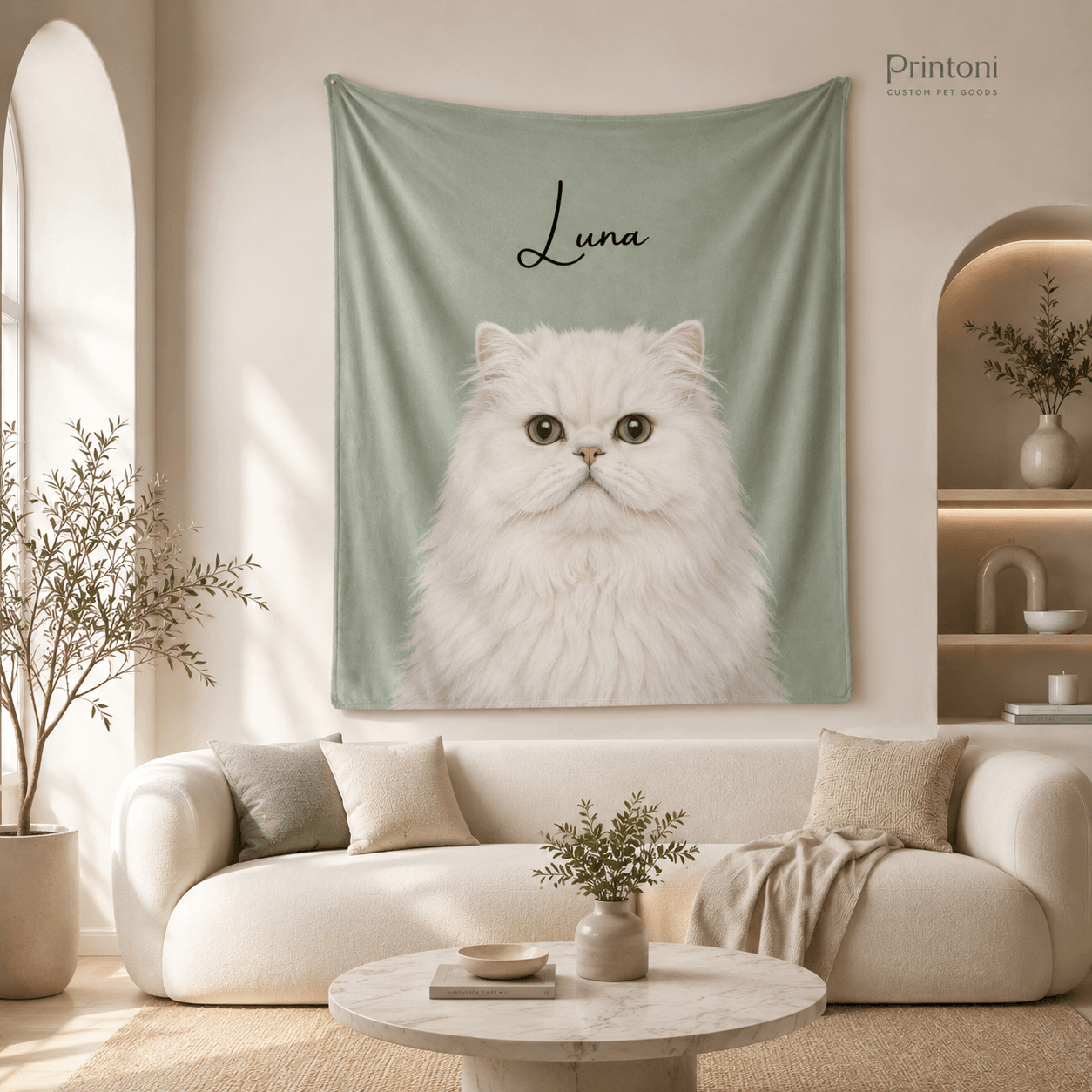 Custom Pet Tapestry from Photo, Personalized Dog Cat Portrait Wall Hanging with Name, Large Pet Wall Decor, Pet Lover Gift