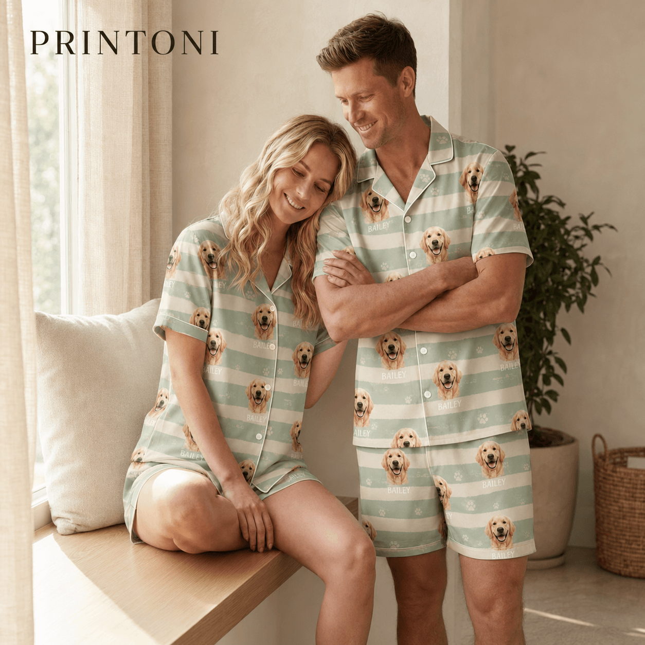 Custom Pet Photo Pajamas, Personalized Matching Pajama Set with Name, Pet Lover Gift