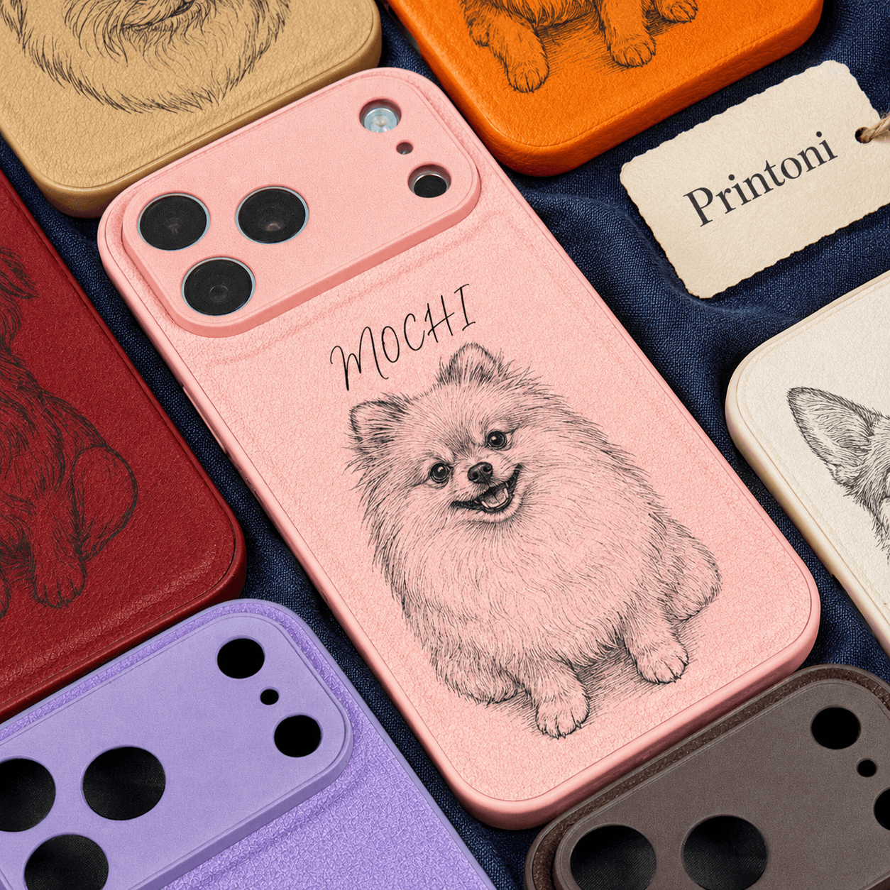 Custom Dog Portrait Phone Case with Name, Personalized Engraved Pet Photo Case, Dog Mom Gift