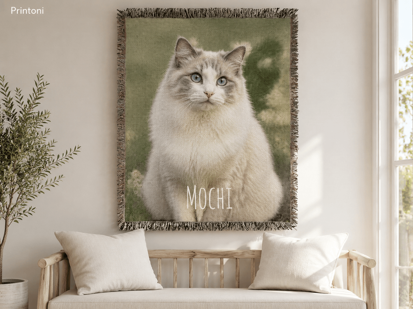 Custom Pet Woven Blanket from Photo, Personalized Cat or Dog Portrait Throw, Pet Lover Gift